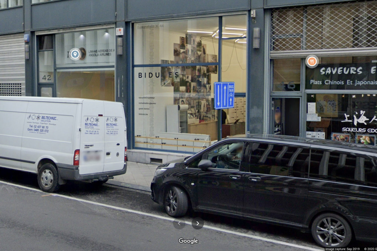 A view from Bidules glasses store Rue Ravenstein Bruxelles on Google Maps back in 2020